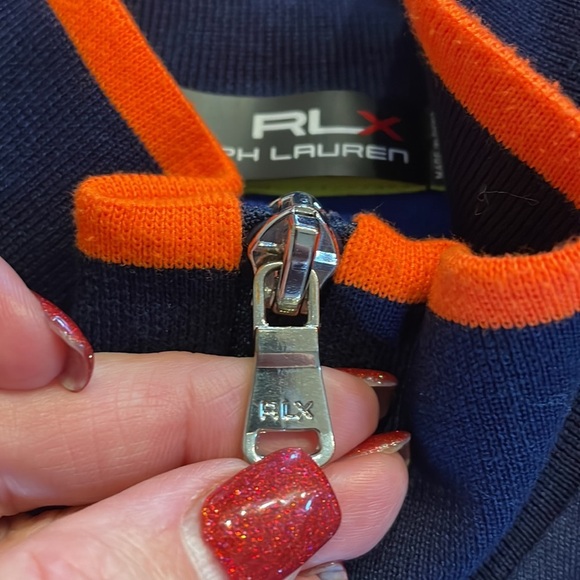 RALPH LAUREN X boys Med golf US OPEN zip up jersey jacket neon accents navy - Picture 15 of 16